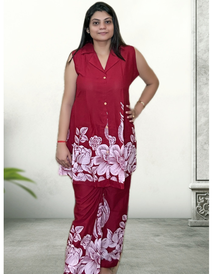 Pure Cotton Art Work Co-ord Set For Women
