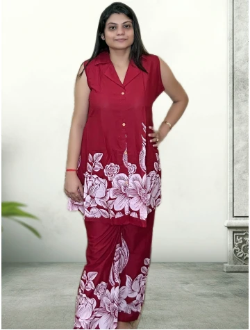 Pure Cotton Art Work Co-ord Set For Women  Pure Cotton Art Work Co-ord Set For Women data-sizes=