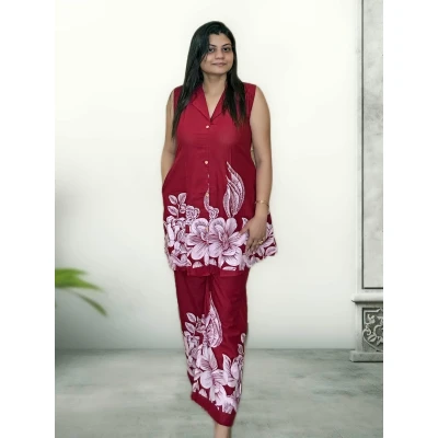 Pure Cotton Art Work Co-ord Set For Women