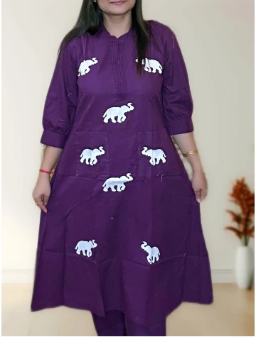 Pure Cotton Two Piece Co-ord Set For Women  Pure Cotton Two Piece Co-ord Set For Women data-sizes=