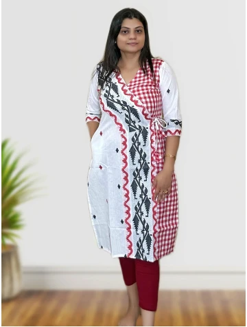 Pure Cotton Jamdani Kurti For Women  Pure Cotton Jamdani Kurti For Women data-sizes=