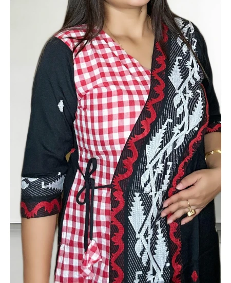 Half N Half Jamdani Kurti For Women