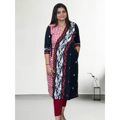 Half N Half Jamdani Kurti For Women