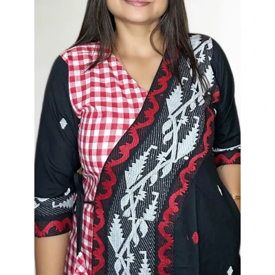 Half N Half Jamdani Kurti For Women