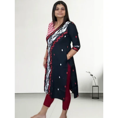 Half N Half Jamdani Kurti For Women