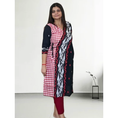 Half N Half Jamdani Kurti For Women
