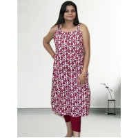 Sleveless Pure Cotton Printed Kurti For Women