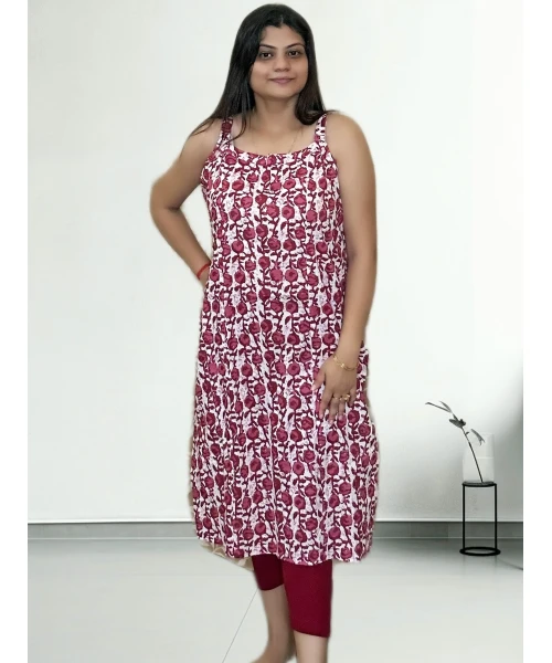 Sleveless Pure Cotton Printed Kurti For Women