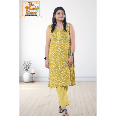 Pure Cotton 2Piece Kurti Pant Set for Women