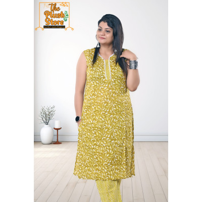 Pure Cotton 2Piece Kurti Pant Set for Women