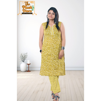 Pure Cotton 2Piece Kurti Pant Set for Women