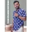 Pure Cotton Blue Printed Semi casual Shirt with white Gajraj Print For Men
