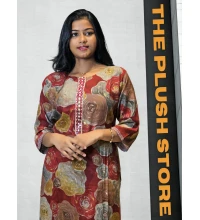 2-Piece Kurti Pant Co-ord  Set For Women in maroon colour