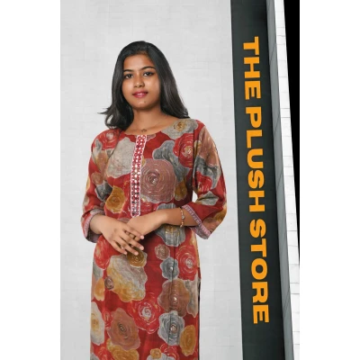 2-Piece Kurti Pant Co-ord  Set For Women in maroon colour