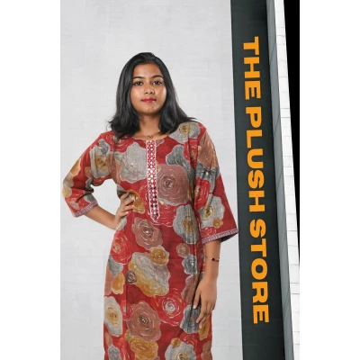 2-Piece Kurti Pant Co-ord  Set For Women in maroon colour