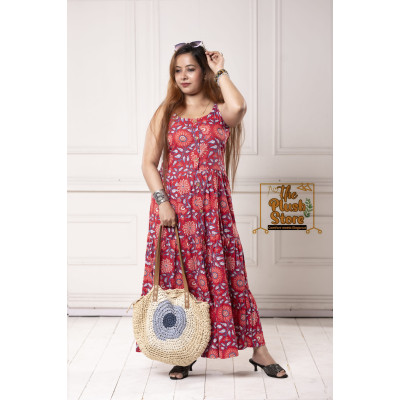 Pure Cotton Spaghetti Long dress for Women