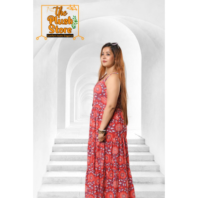 Pure Cotton Spaghetti Long dress for Women