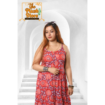 Pure Cotton Spaghetti Long dress for Women