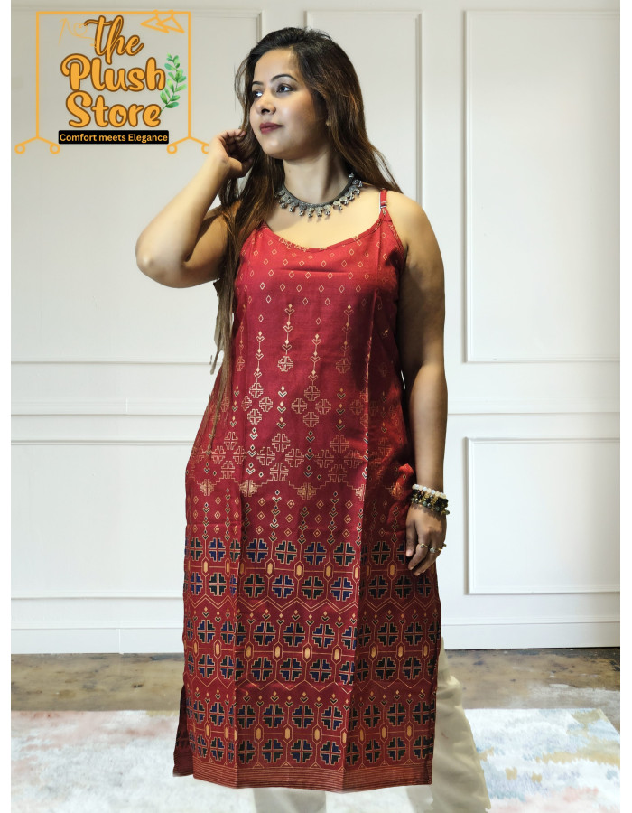Women's Spaghetti Maroon Kurti