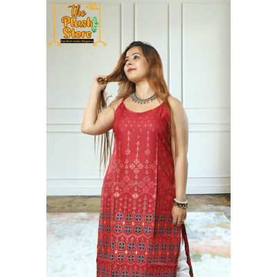 Women's Spaghetti Maroon Kurti