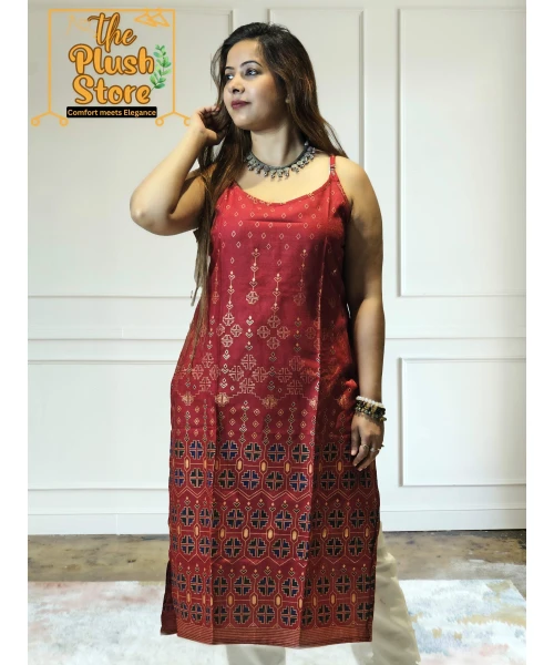 Women's Spaghetti Maroon Kurti