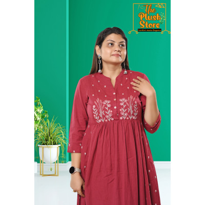 Cotton-Linen 2 Piece Kurti Palazzo Set with Embroidery work For Women