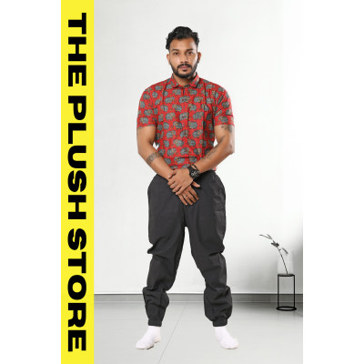 Pure Cotton Rust Half Shirt With Gajraj Print For Men