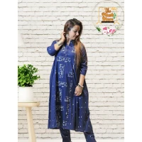 Cotton-Linen 2 Piece Hand Woven Kurti Palazzo Set For Women