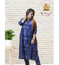 Cotton-Linen 2 Piece Hand Woven Kurti Palazzo Set For Women