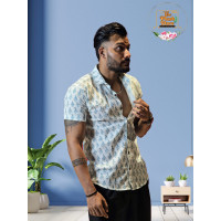Pure Cotton White Printed Shirt for Men