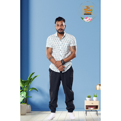 Pure Cotton White Printed Shirt for Men