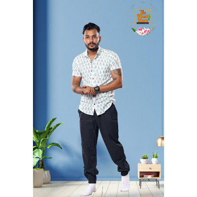 Pure Cotton White Printed Shirt for Men