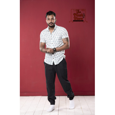 Pure Cotton White Printed Shirt for Men