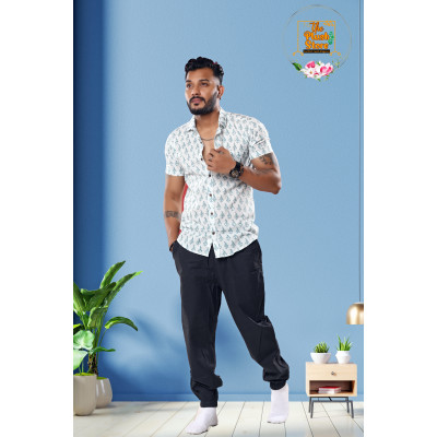 Pure Cotton White Printed Shirt for Men