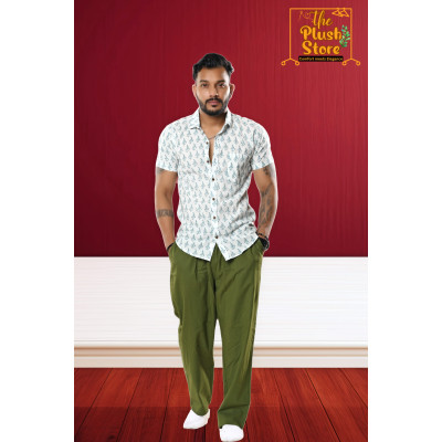 Pure Cotton White block Printed Shirt for Men