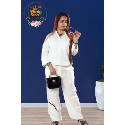Pure Linen Cream Co-ord Set For Women