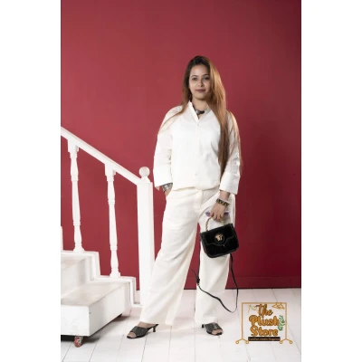 Pure Linen Cream Co-ord Set For Women