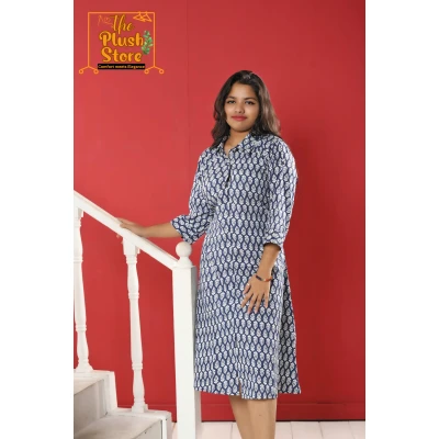Pure Cotton Indigo One piece Dress For Women