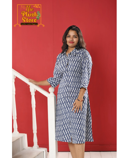 Pure Cotton Indigo One piece Dress For Women
