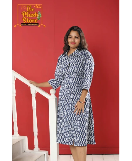 Pure Cotton Indigo One piece Dress For Women