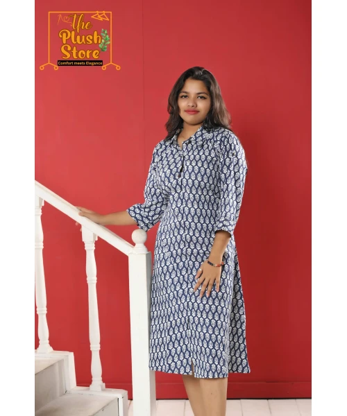 Pure Cotton Indigo One piece Dress For Women