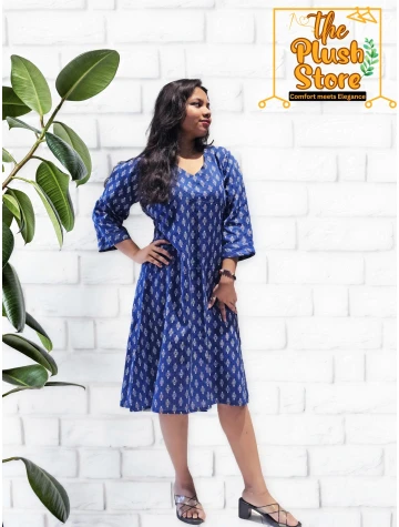 Midi Dress In Pure Cotton For Women  Midi Dress In Pure Cotton For Women data-sizes=