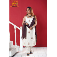 Pure Khadi Cotton Noodle Strap Three Piece Set For Women