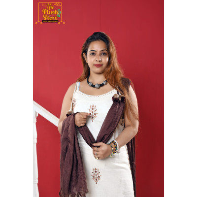 Pure Khadi Cotton Noodle Strap Three Piece Set For Women