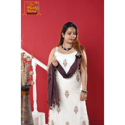 Pure Khadi Cotton Noodle Strap Three Piece Set For Women