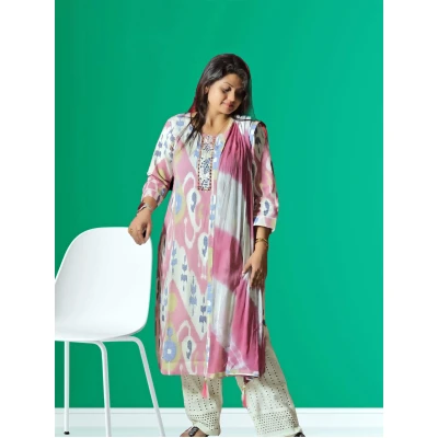 Linen Three Piece Salwar Suit Set For Women