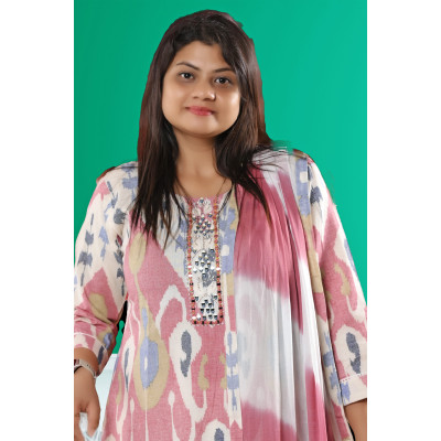 Linen Three Piece Salwar Suit Set For Women