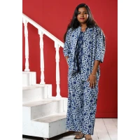 Indigo Three Piece Printed Co-ord Set For Women
