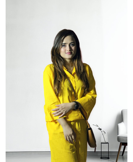 Pure Linen Yellow Co-ords For Women