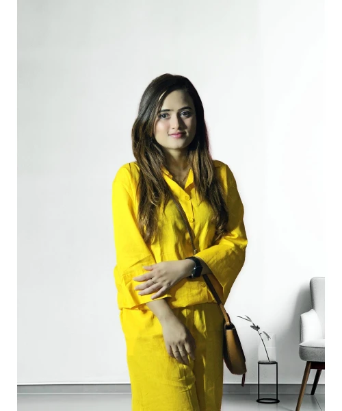 Pure Linen Yellow Co-ords For Women